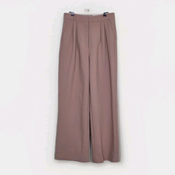 Abercrombie & Fitch Pants Womens 10L Beige Neutral Zip Pockets Wide Leg Dressy - Picture 1 of 16